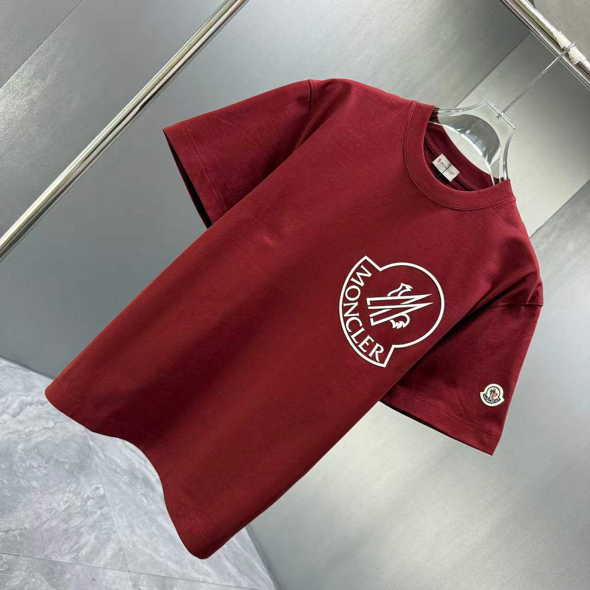 Moncler Oversized Circle Logo T-Shirt Burgundy