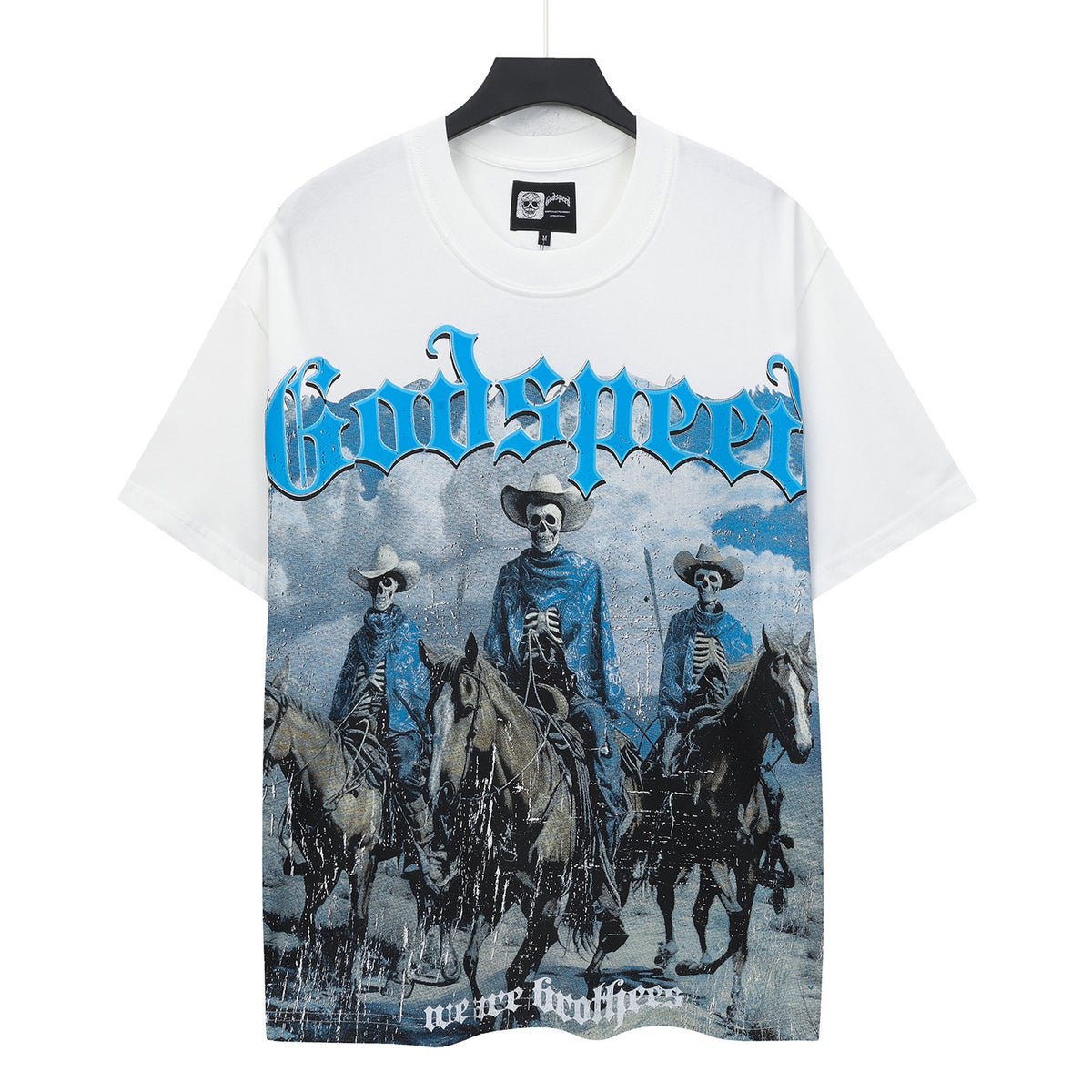 Godspeed Wild West Skeleton Cowboy Riders Short‑Sleeve Tee (White)