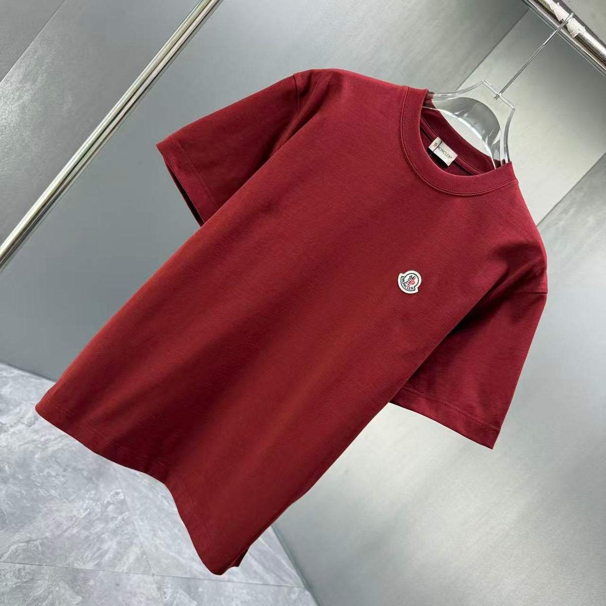 Moncler Badge Essential T-Shirt Burgundy
