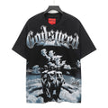 Godspeed Futuristic Sky Women Sci‑Fi Vintage Wash Short‑Sleeve Tee (Washed Black)