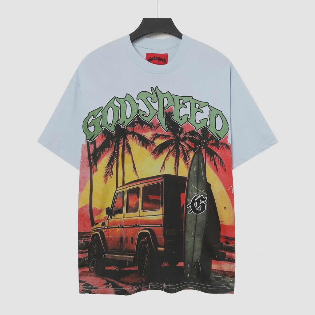Godspeed Beach SUV Surfboard Short Sleeve Tee (Light Baby Blue)