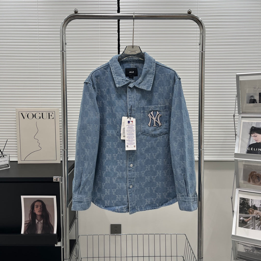 NY Yankees All-Over Monogram Denim Shirt Jacket