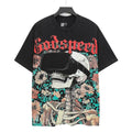 Godspeed VR‑Headset Skeleton Floral Vintage Short‑Sleeve Tee (Washed Black)