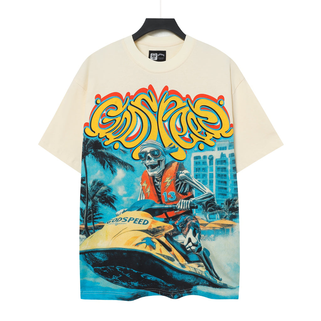 Godspeed Jet Ski Skeleton Vintage Graphic Tee