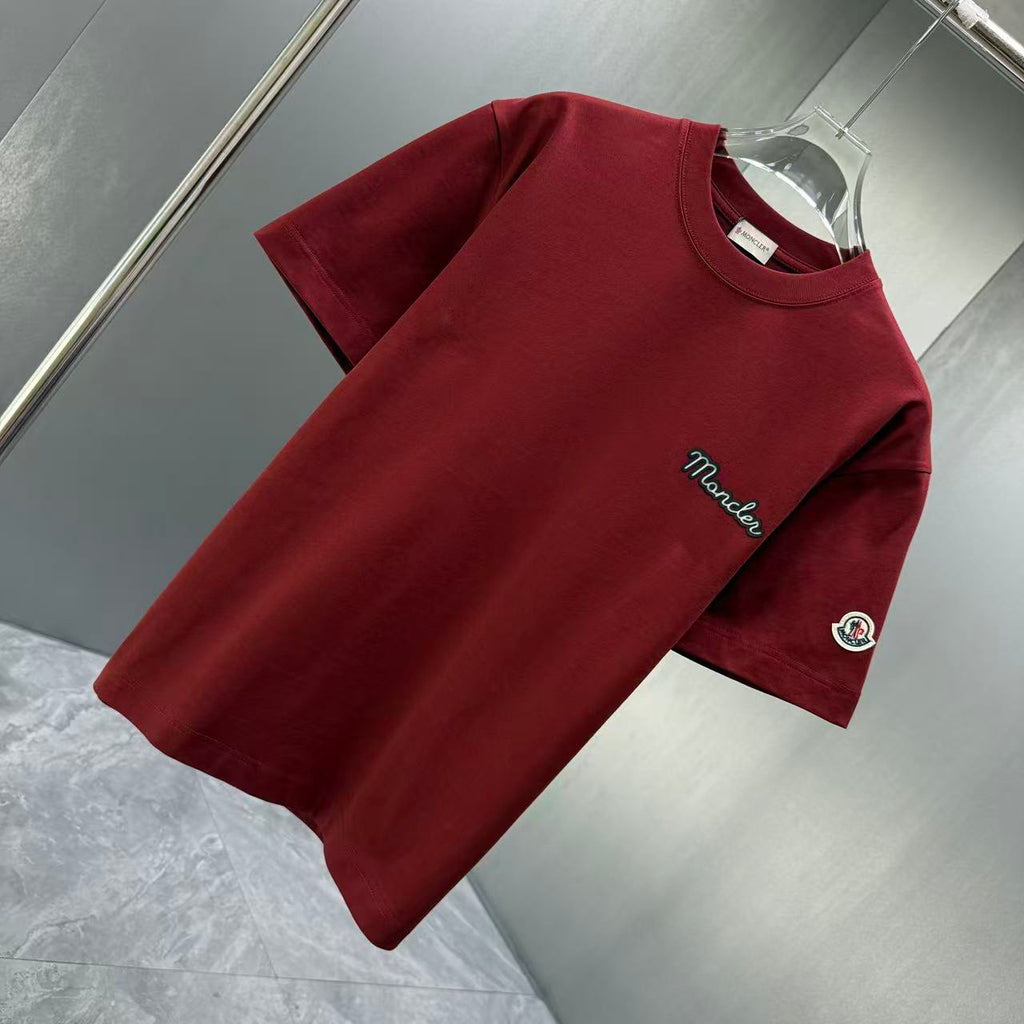 Moncler Script Logo T-Shirt Burgundy