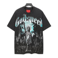 Godspeed Liberty Statue Crowd NYC Short Sleeve Tee (Washed Black)
