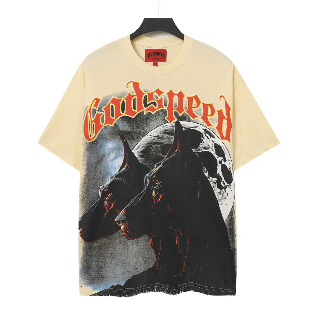 Godspeed Doberman Moon Short‑Sleeve T‑Shirt (Cream)