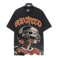 Godspeed Football Skeleton Vintage Short‑Sleeve Tee (Washed Black)