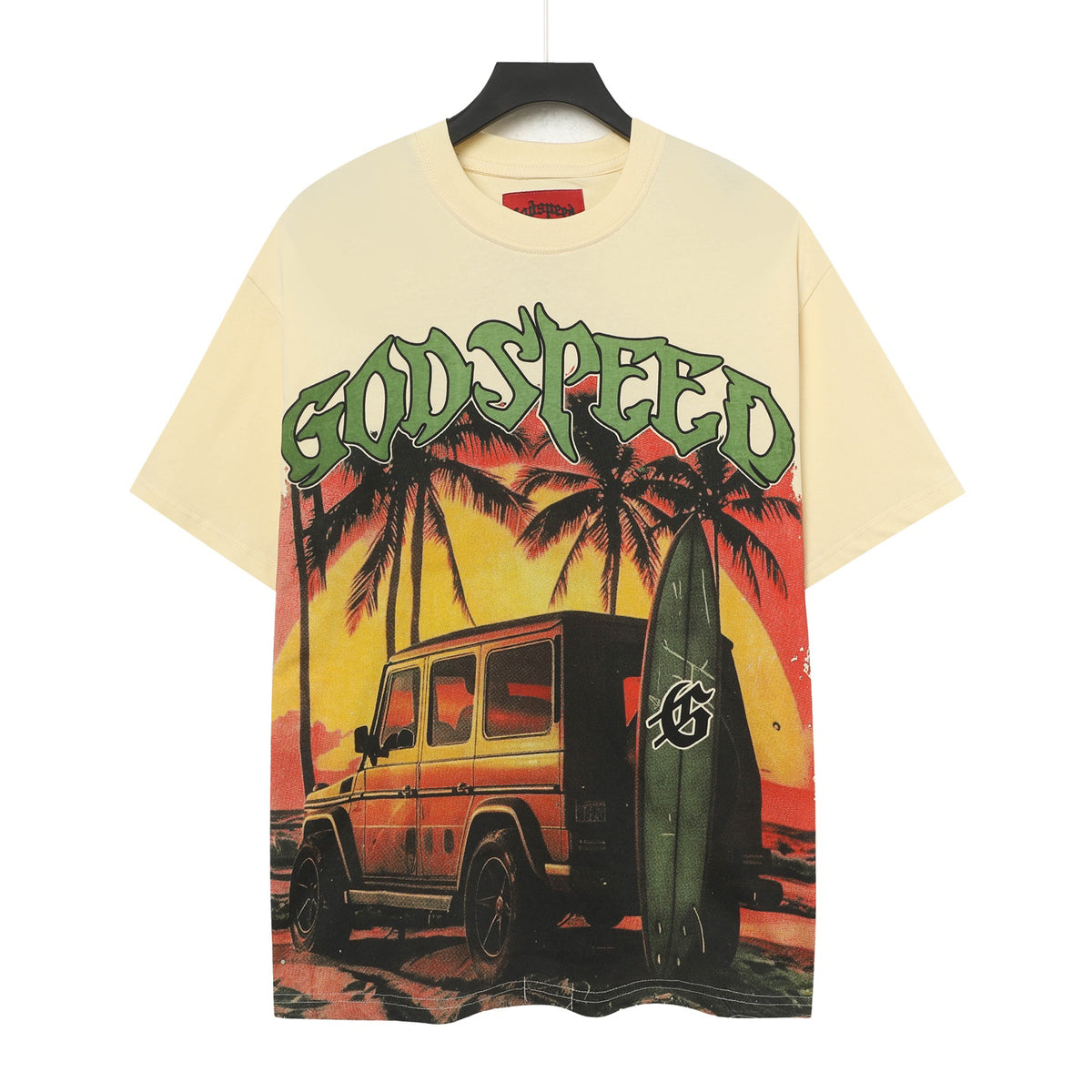 Godspeed Beach SUV Surfboard Short Sleeve Tee (Cream Yellow)