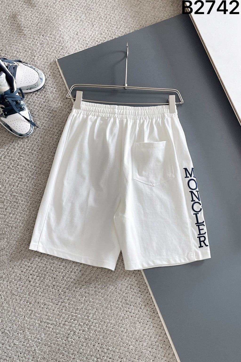 Moncler Logo Embroidered Drawstring Shorts White