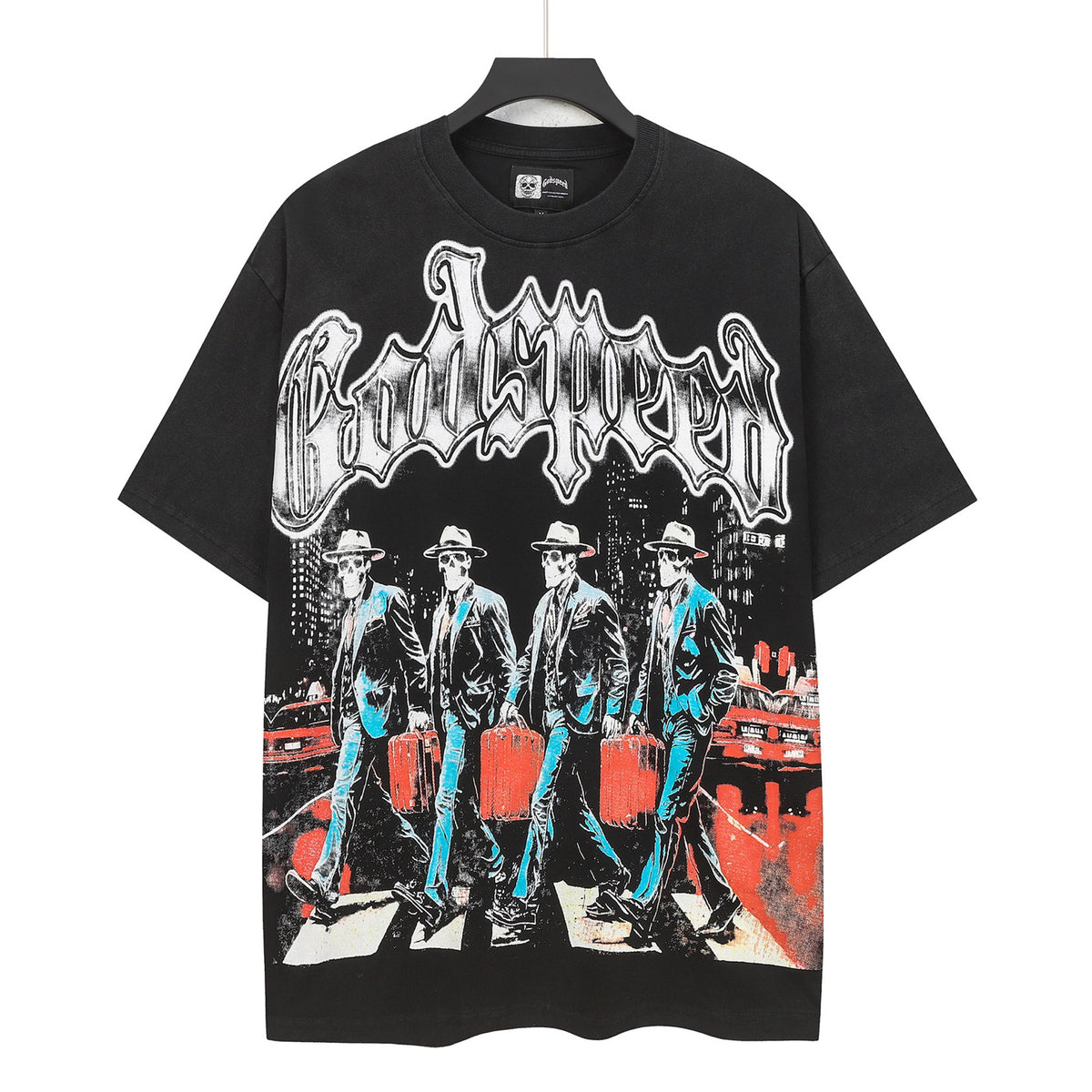 Godspeed Skeleton Gang Crosswalk Short Sleeve Tee (Washed Black)