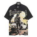 Godspeed Action Scene Retro Car Vintage Short‑Sleeve Tee (Washed Black)