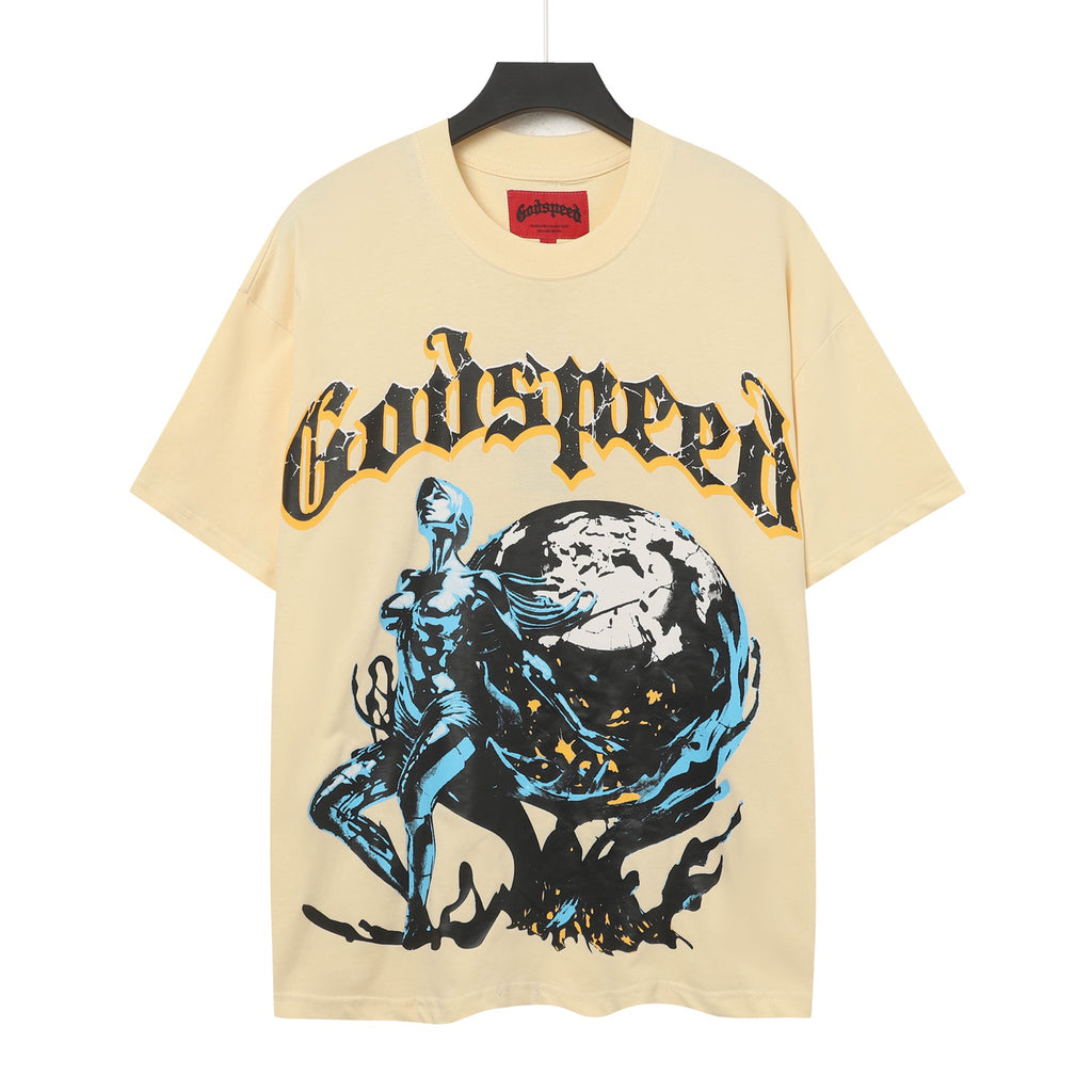 Godspeed Atlas Globe Vintage T‑Shirt Oversized Streetwear Graphic Tee