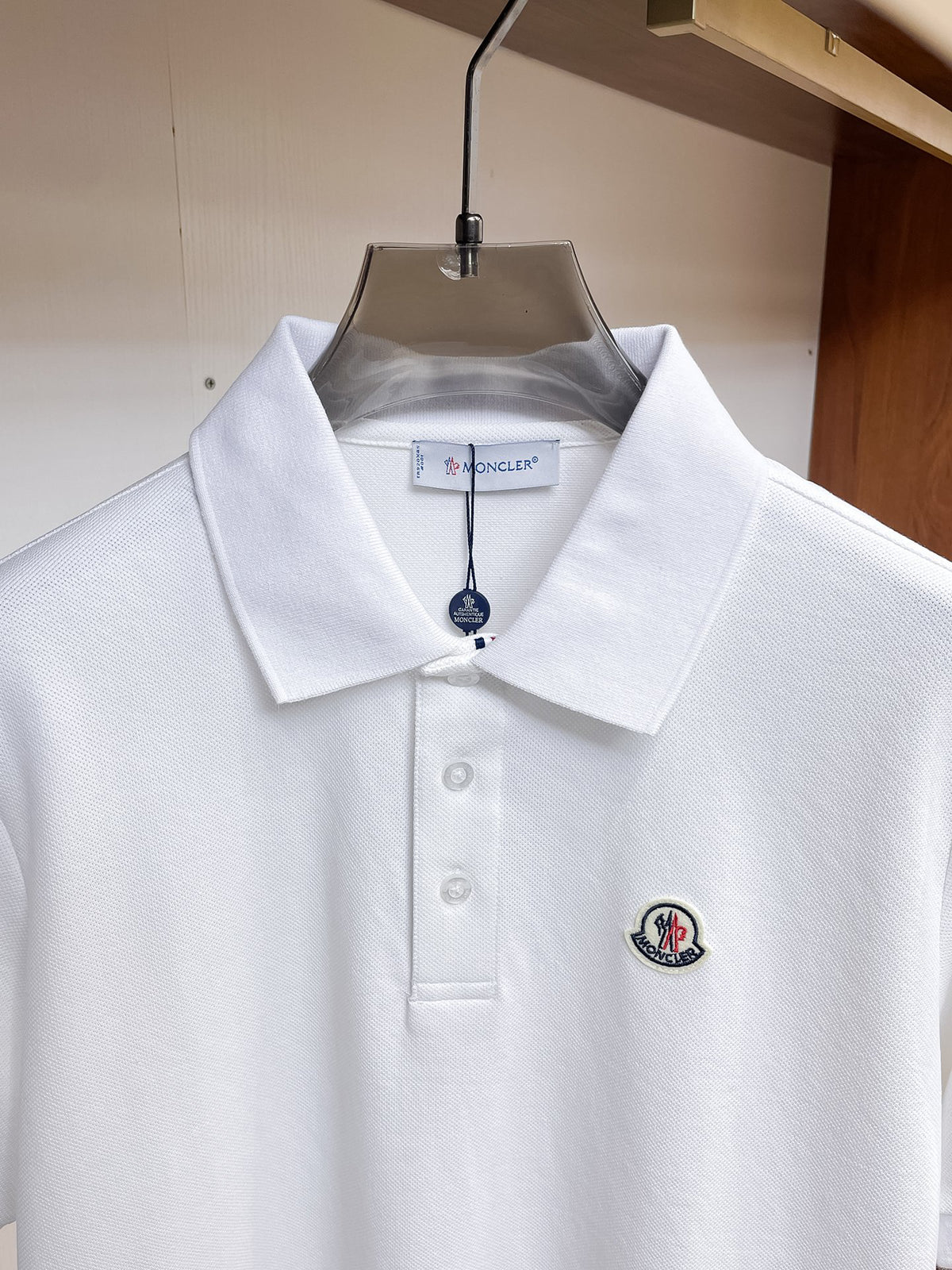Moncler Badge Piqué Polo Shirt White