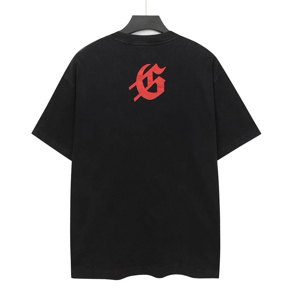 Godspeed Beach Skeleton Couple Vacation Short‑Sleeve Tee (Washed Black)