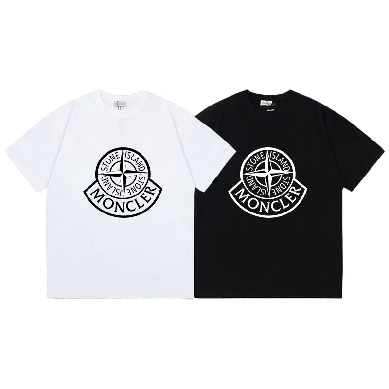 Moncler x Stone Island Collab Logo Graphic Tee White