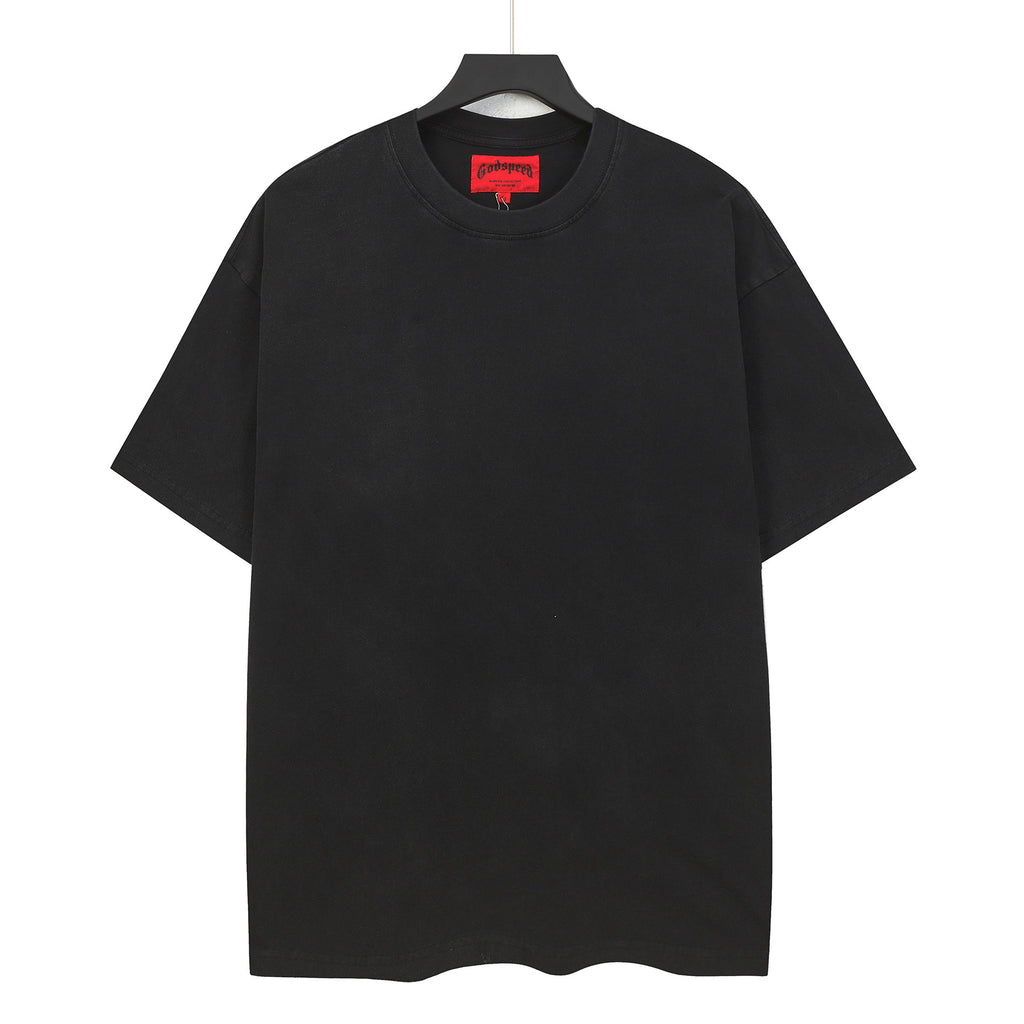 Godspeed Skeleton Statue Of Liberty Short Sleeve Tee (Washed Black)