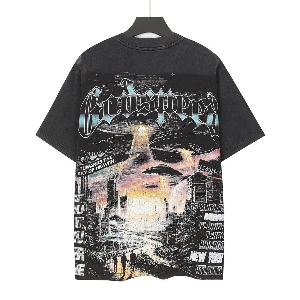 Godspeed Space Pilot Skeleton Short Sleeve Tee (Washed Black)