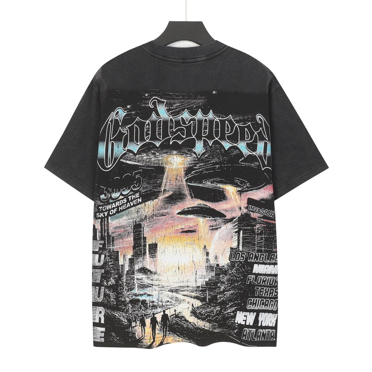 Godspeed Space Pilot Skeleton Short Sleeve Tee (Washed Black)