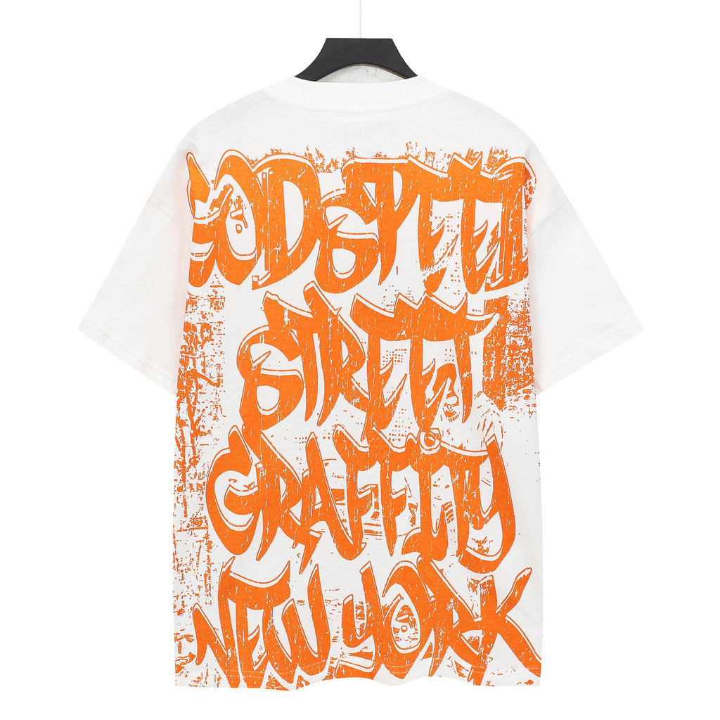 Godspeed Urban Skeleton Night Car Vintage Short‑Sleeve Tee (White)
