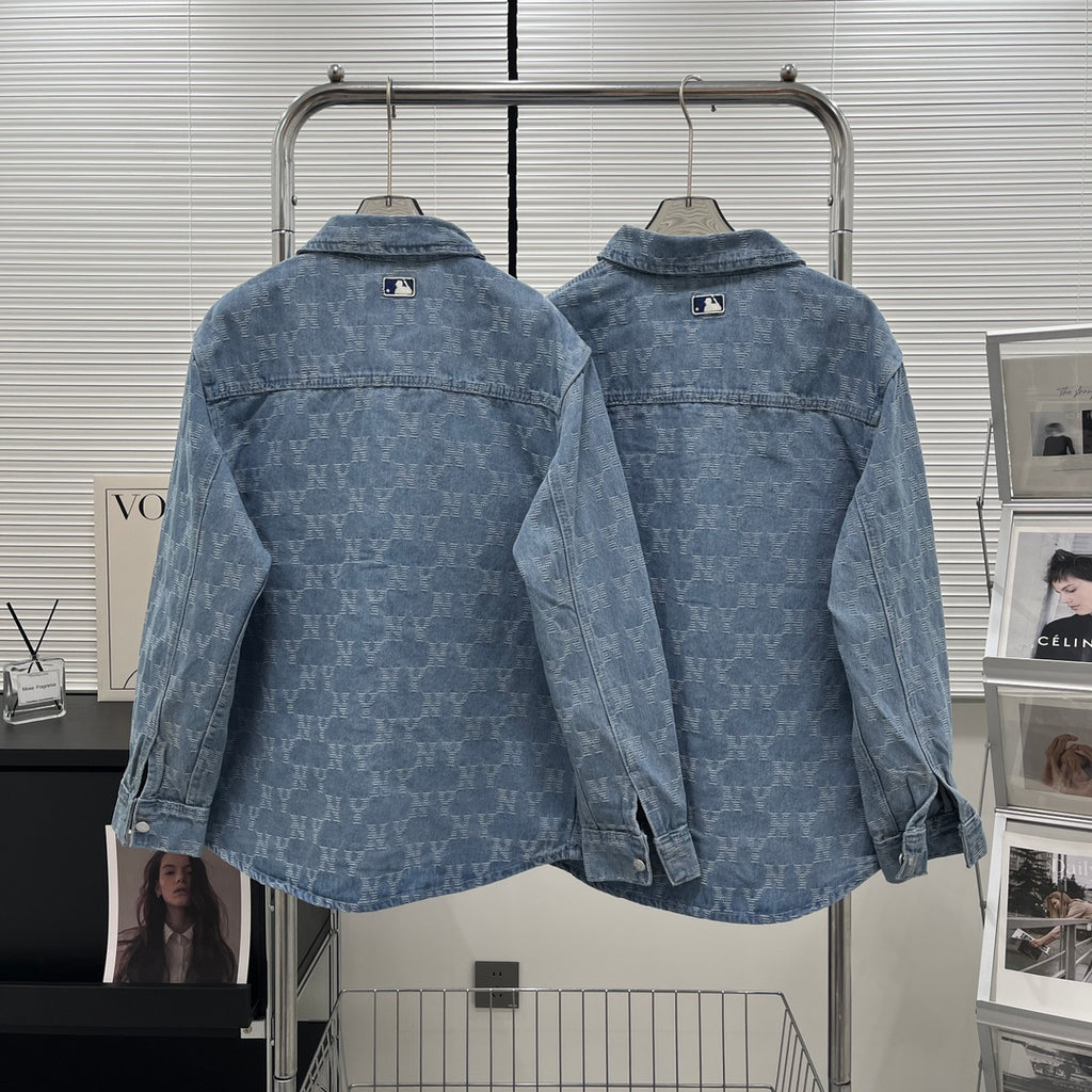 NY Yankees All-Over Monogram Denim Shirt Jacket