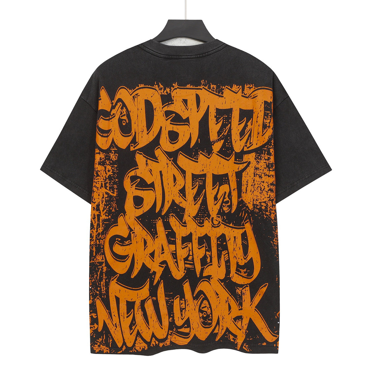 Godspeed Night City Skeleton Sports Car Vintage Short‑Sleeve Tee (Washed Black)