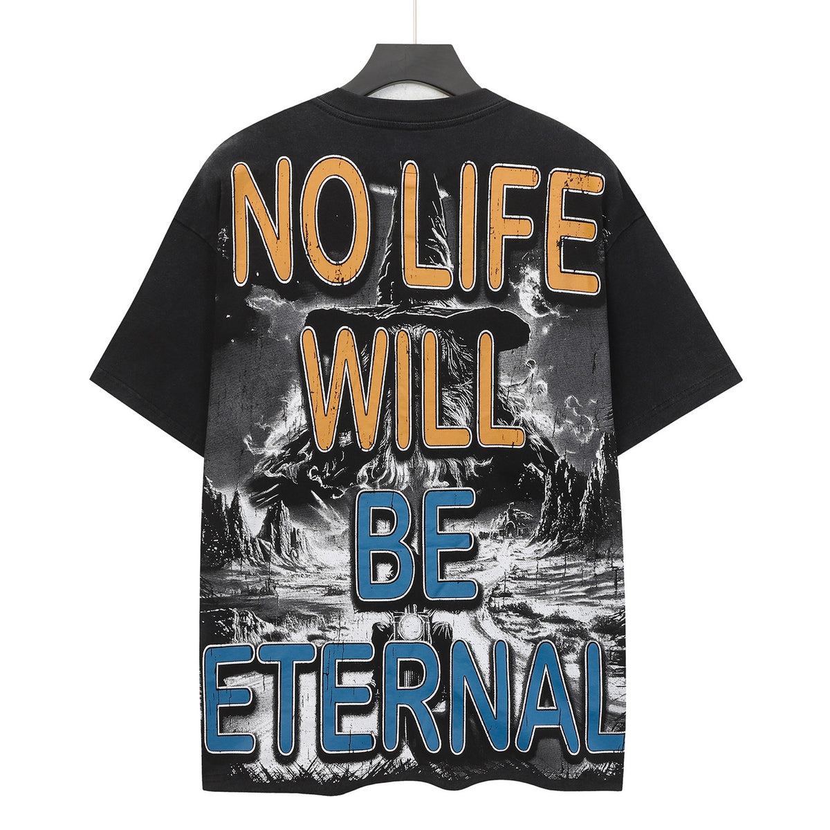 Godspeed Wizard & Skeleton Biker Vintage Wash Short‑Sleeve Tee (Washed Black)