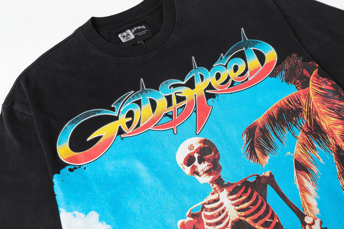 Godspeed Surfer Skeleton Graphic T‑Shirt