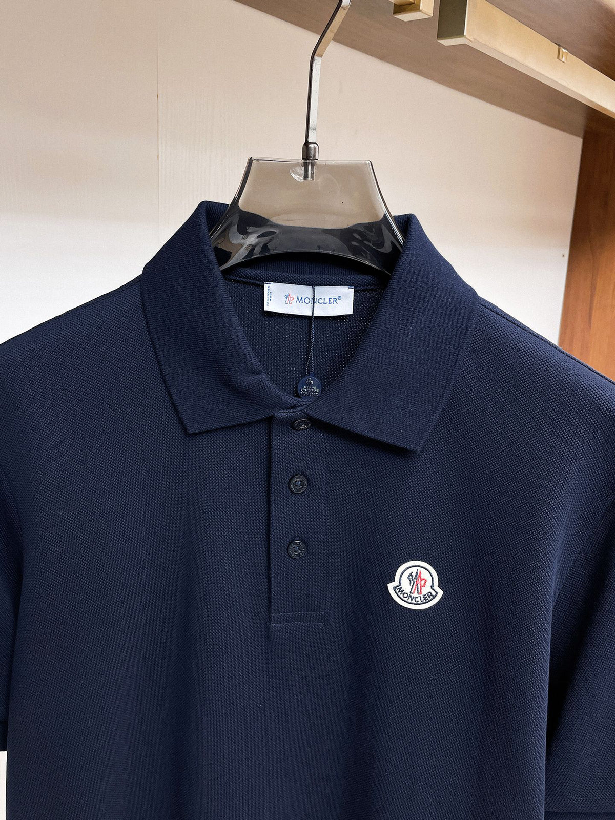 Moncler Badge Piqué Polo Shirt Navy