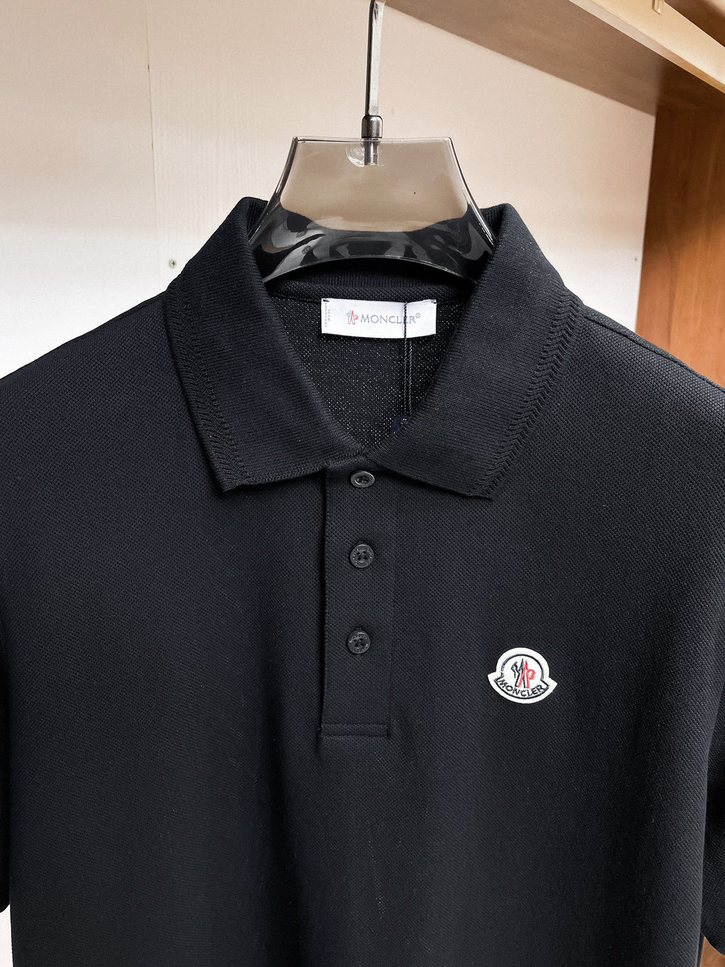 Moncler Logo‑Patch Short‑Sleeve Polo Shirt (Black)