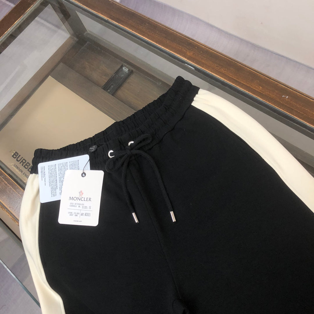 Moncler Side Stripe Knit Shorts Black