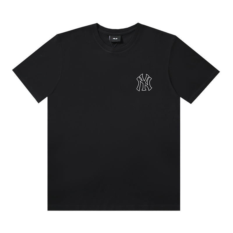 MLB Double‑Strike Outline Logo Crew‑Neck Cotton Short‑Sleeve T‑Shirt