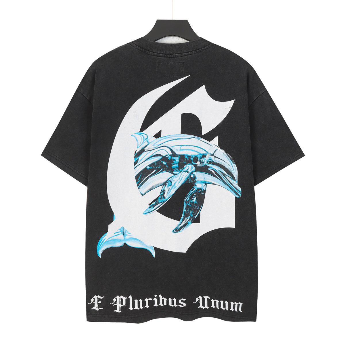 Godspeed I Love GS Dolphin Graphic T‑Shirt (Washed Black)
