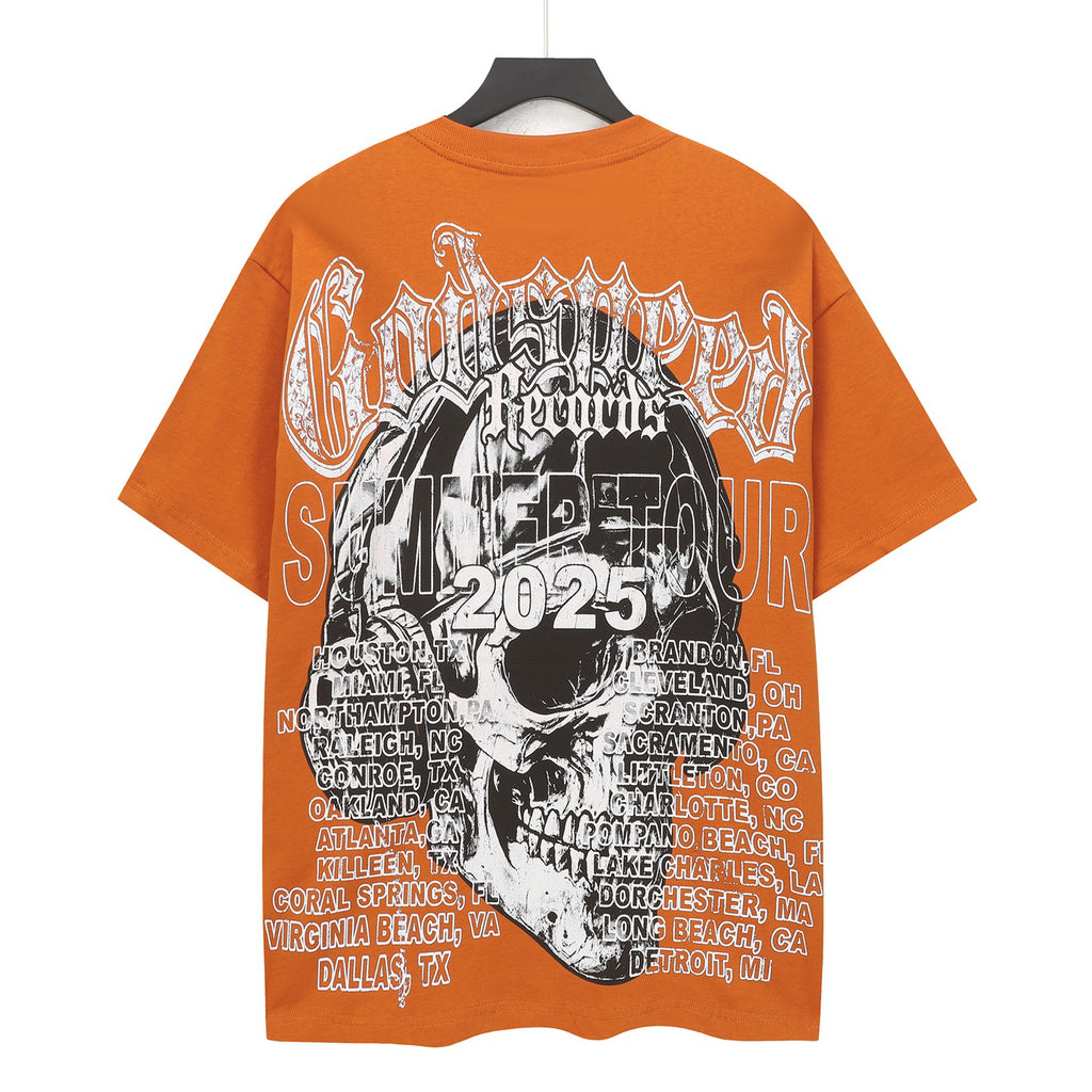 Godspeed Records Headphone Skull Short Sleeve Tee (Rust Orange)