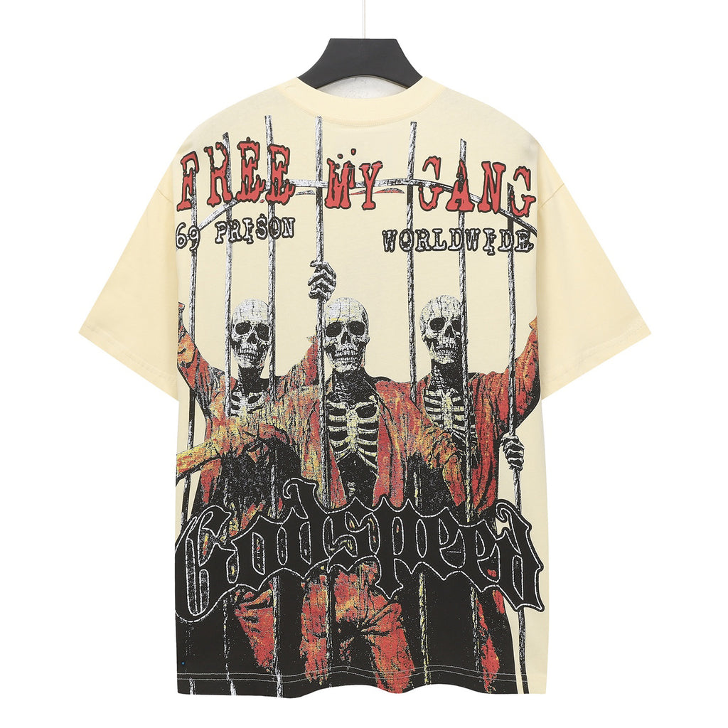 Godspeed Skeleton Prison Warden Short Sleeve Tee (Cream Yellow)
