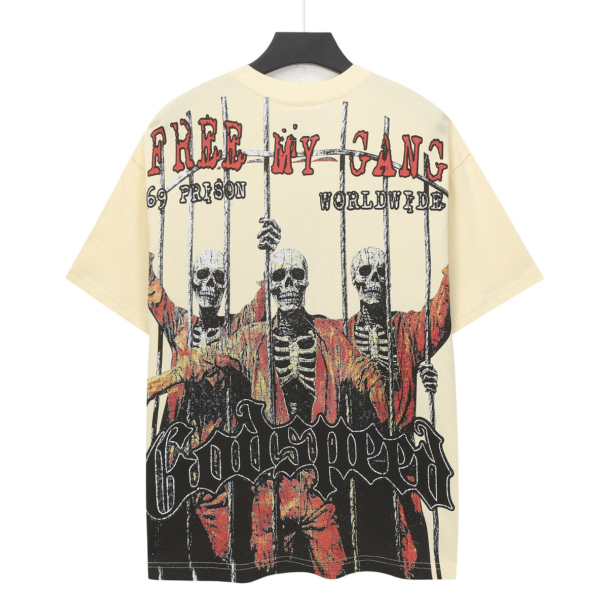Godspeed Skeleton Prison Warden Short Sleeve Tee (Cream Yellow)