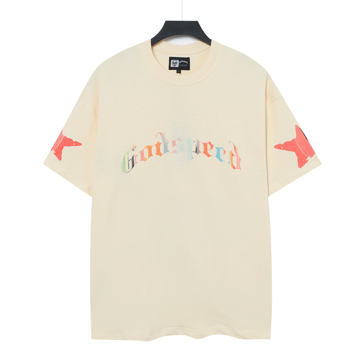 Godspeed Watercolor Skeleton Cowboy Back‑Print Vintage Graphic Tee (Cream)