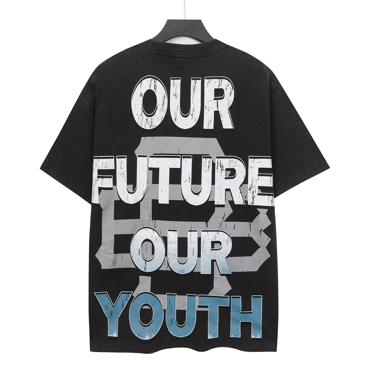 Godspeed Futuristic Sky Women Sci‑Fi Vintage Wash Short‑Sleeve Tee (Washed Black)