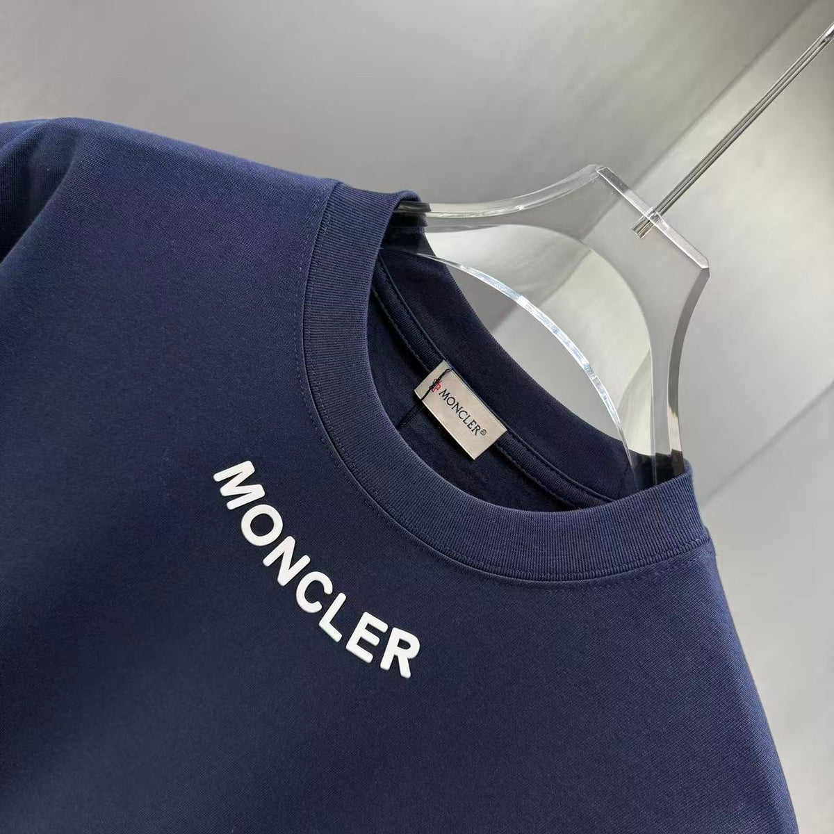 Moncler Lettering Logo T-Shirt Navy