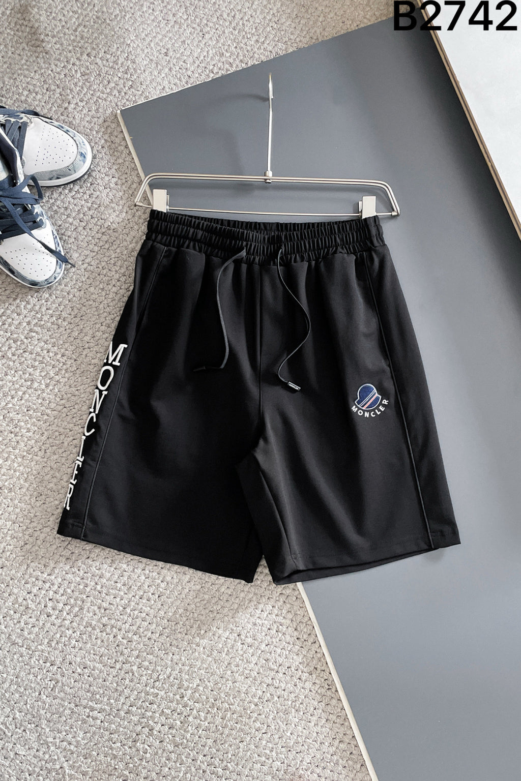 Moncler Logo Embroidered Drawstring Shorts White