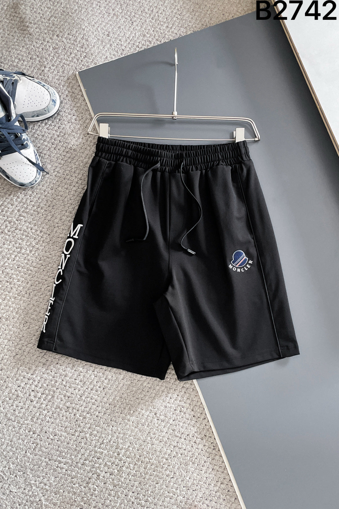 Moncler Logo Embroidered Drawstring Shorts White