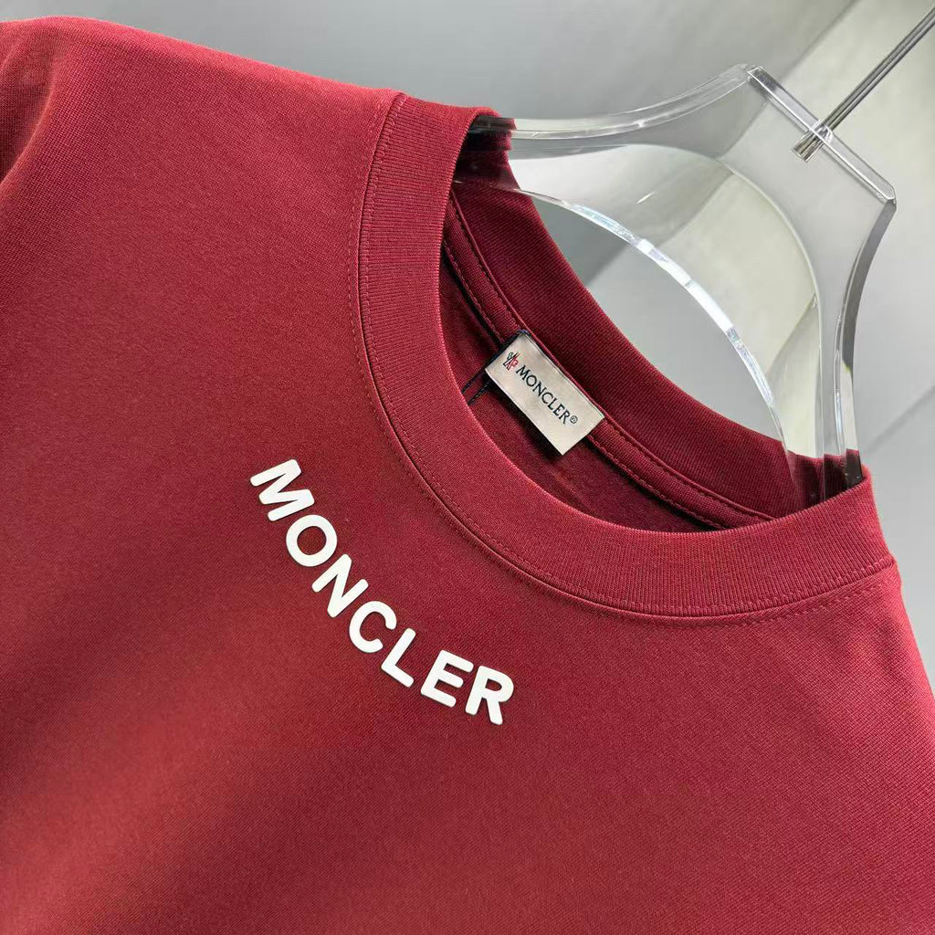 Moncler Lettering Logo T-Shirt Burgundy