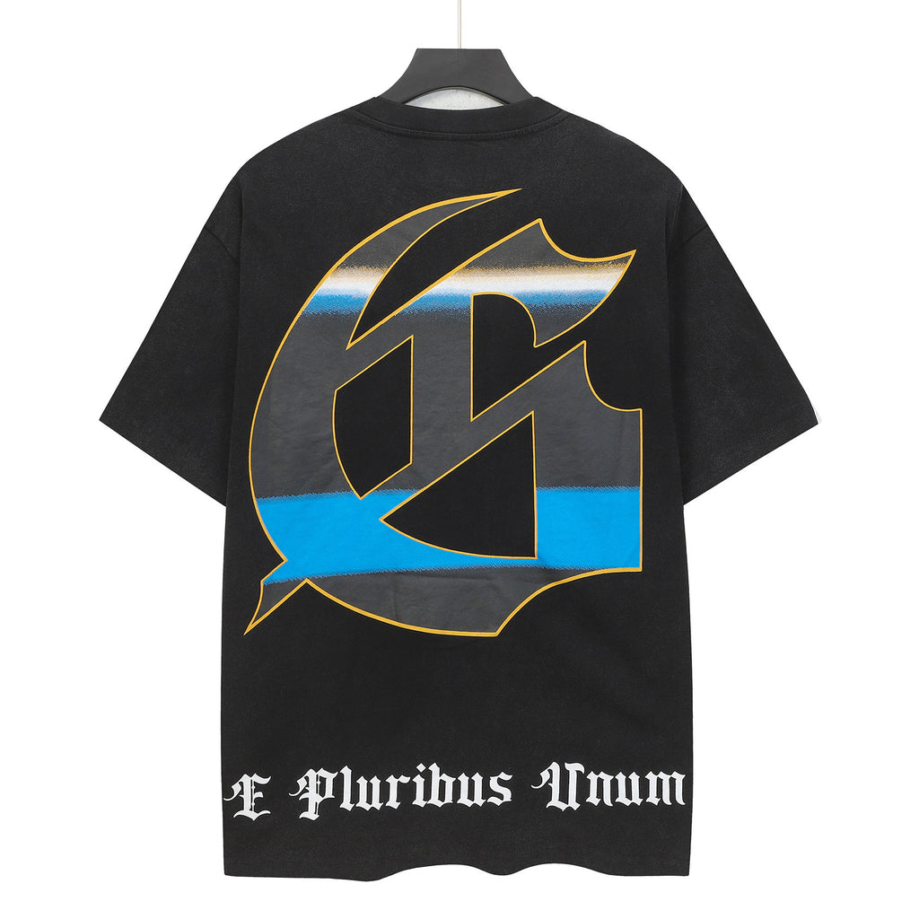 Godspeed Blue Space Robot Vintage Short‑Sleeve Tee (Washed Black)