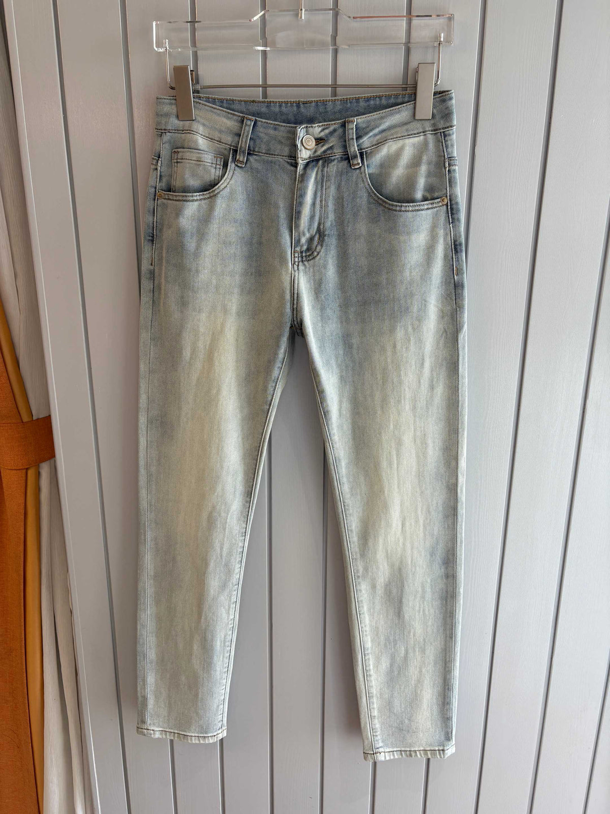 Moncler Light Wash Badge Denim Jeans