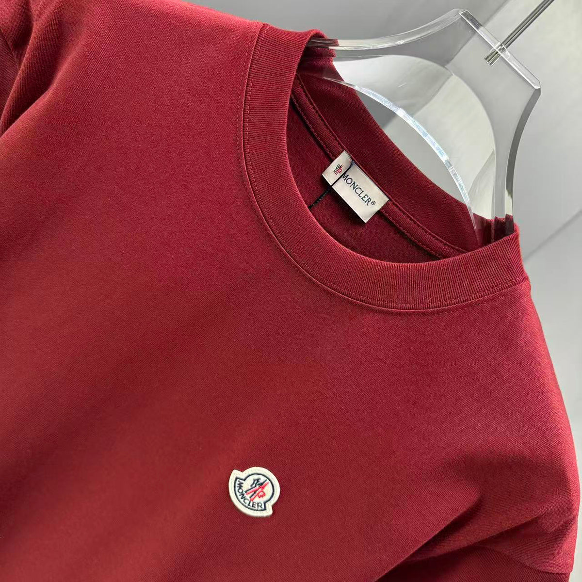 Moncler Badge Essential T-Shirt Burgundy