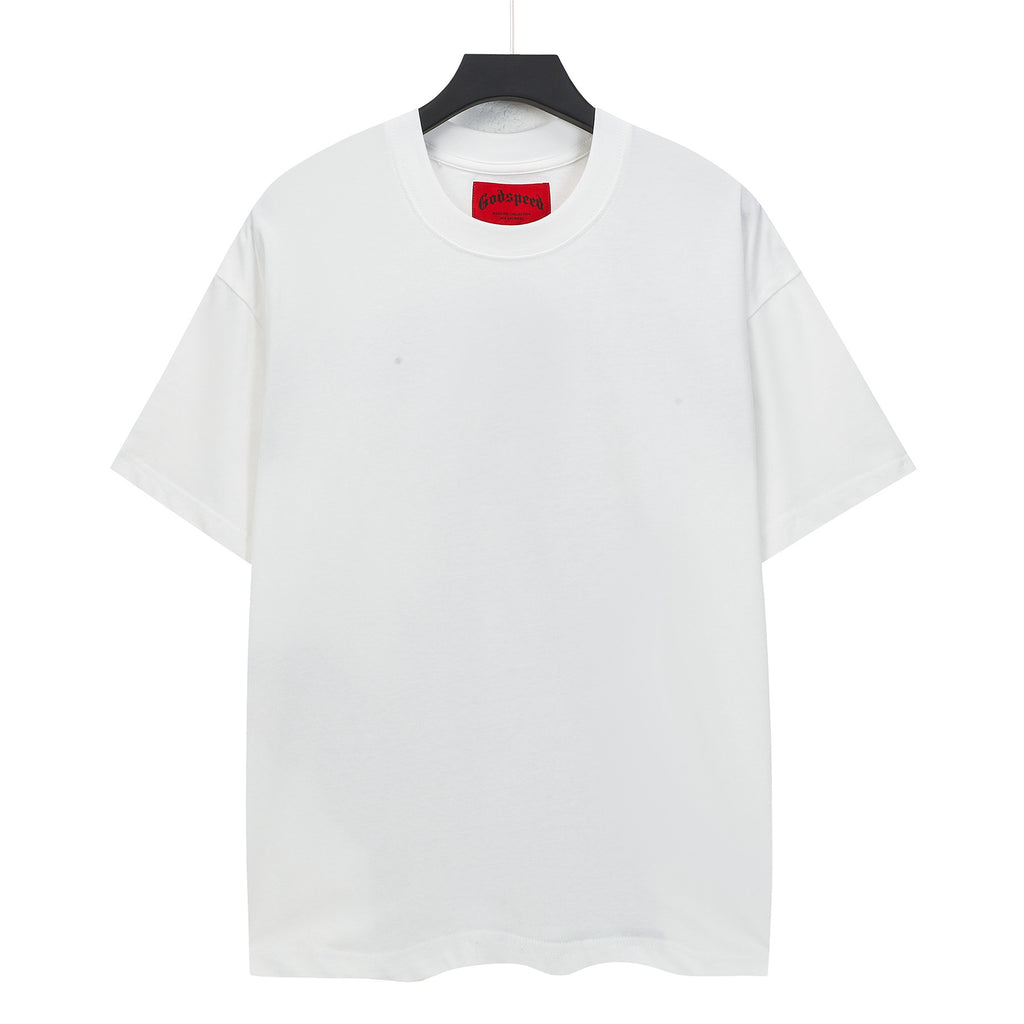 Godspeed Skeleton Statue Of Liberty Back‑Print Short Sleeve Tee (Vintage White)
