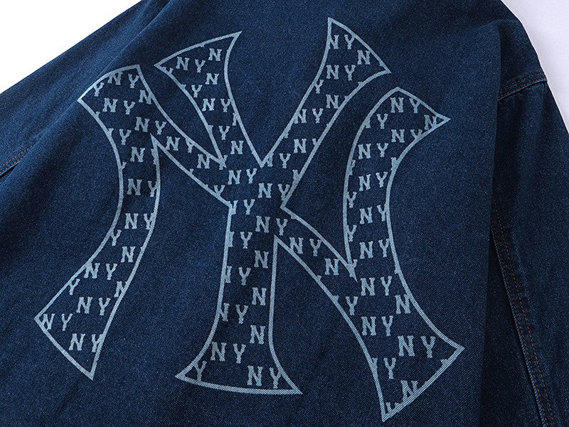 NY Yankees Monogram Fill Back Logo Denim Shirt Jacket