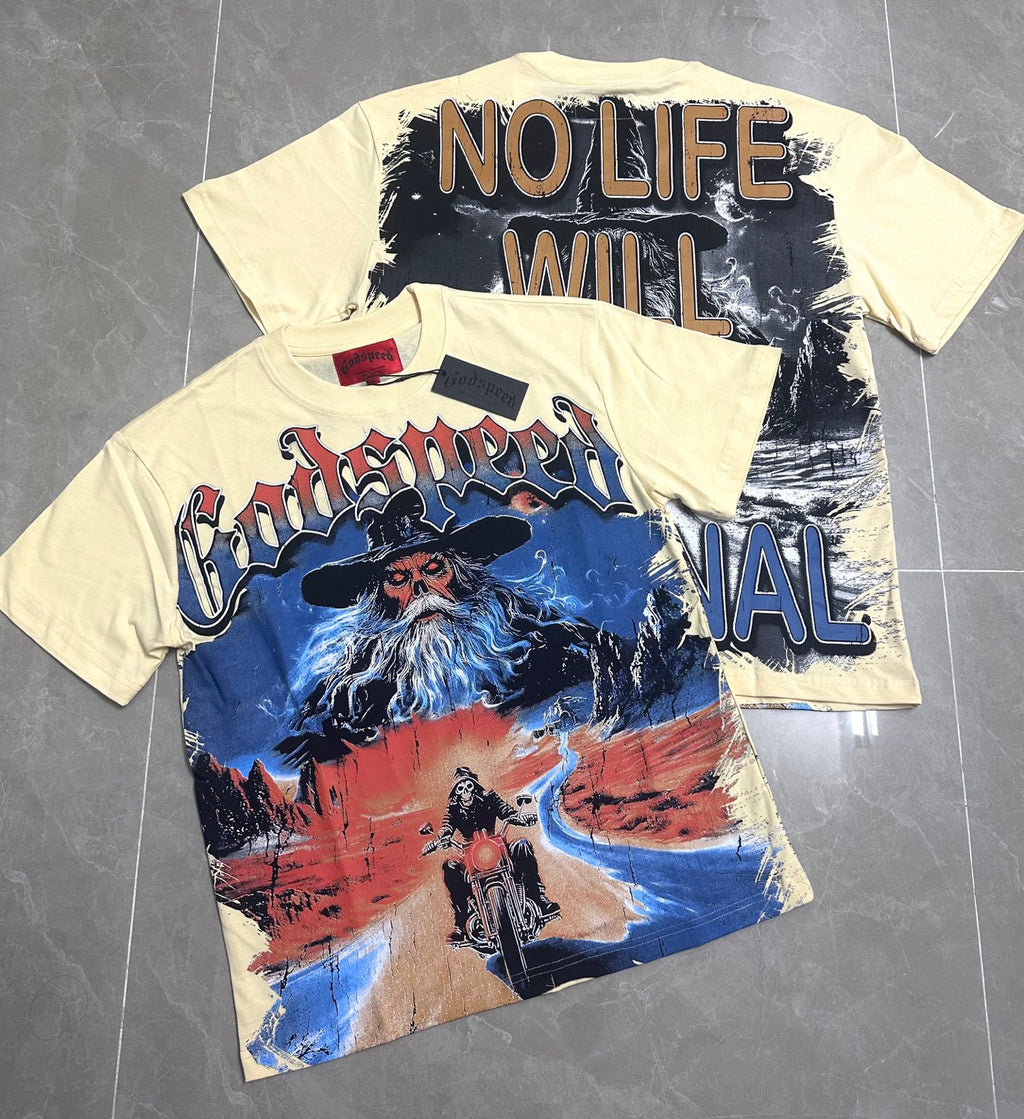 Godspeed Desert Wizard Biker Short Sleeve Tee (Cream Yellow)