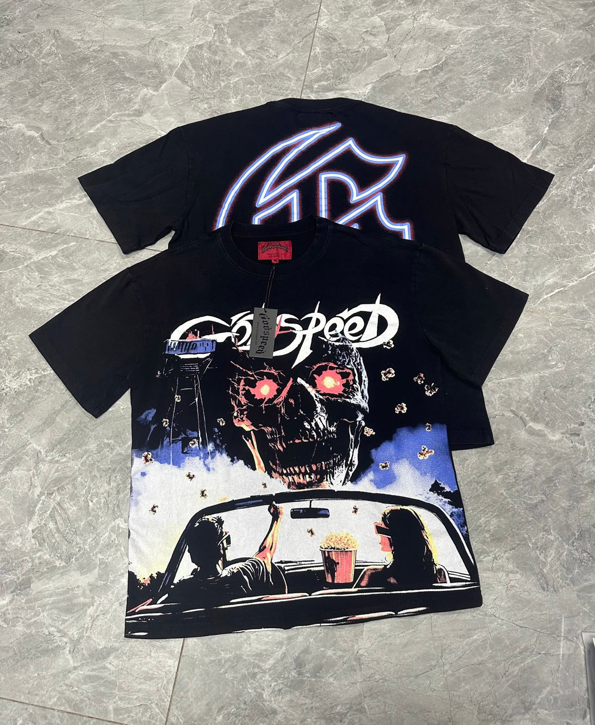 Godspeed Drive‑In Movie Skull Vintage Graphic Tee