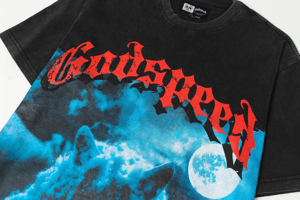 Godspeed Howling Wolf Moon Vintage Washed Graphic Tee